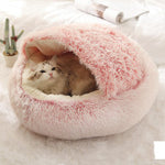 Soft plush calming pet bed for dogs and cats