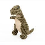 Soft dinosaur dog toy with built-in squeaker