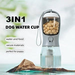300 ml dog water bottle with built-in food storage compartment